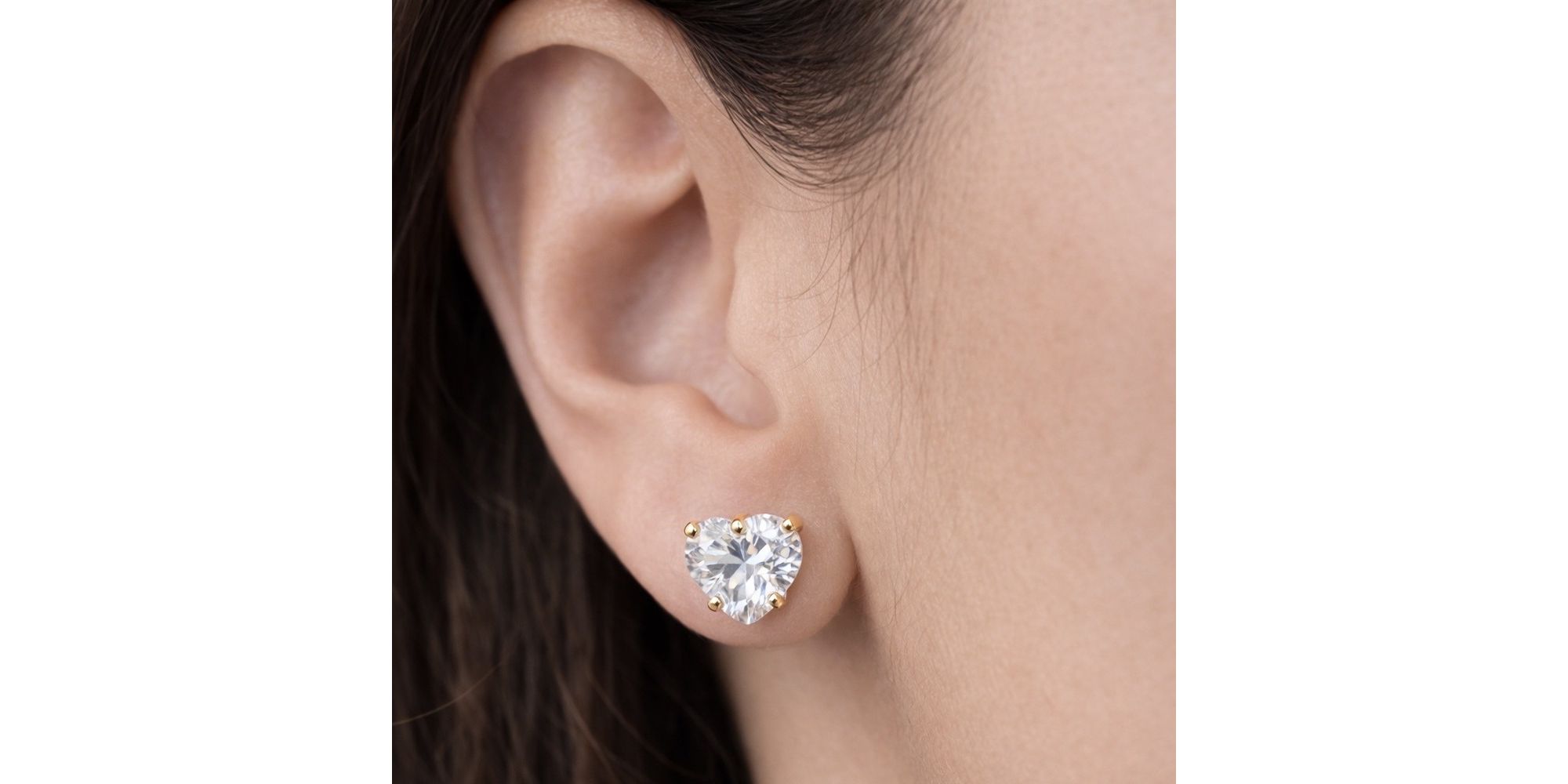 Conjunto Coração Zircônia Banhado a Ouro 18K