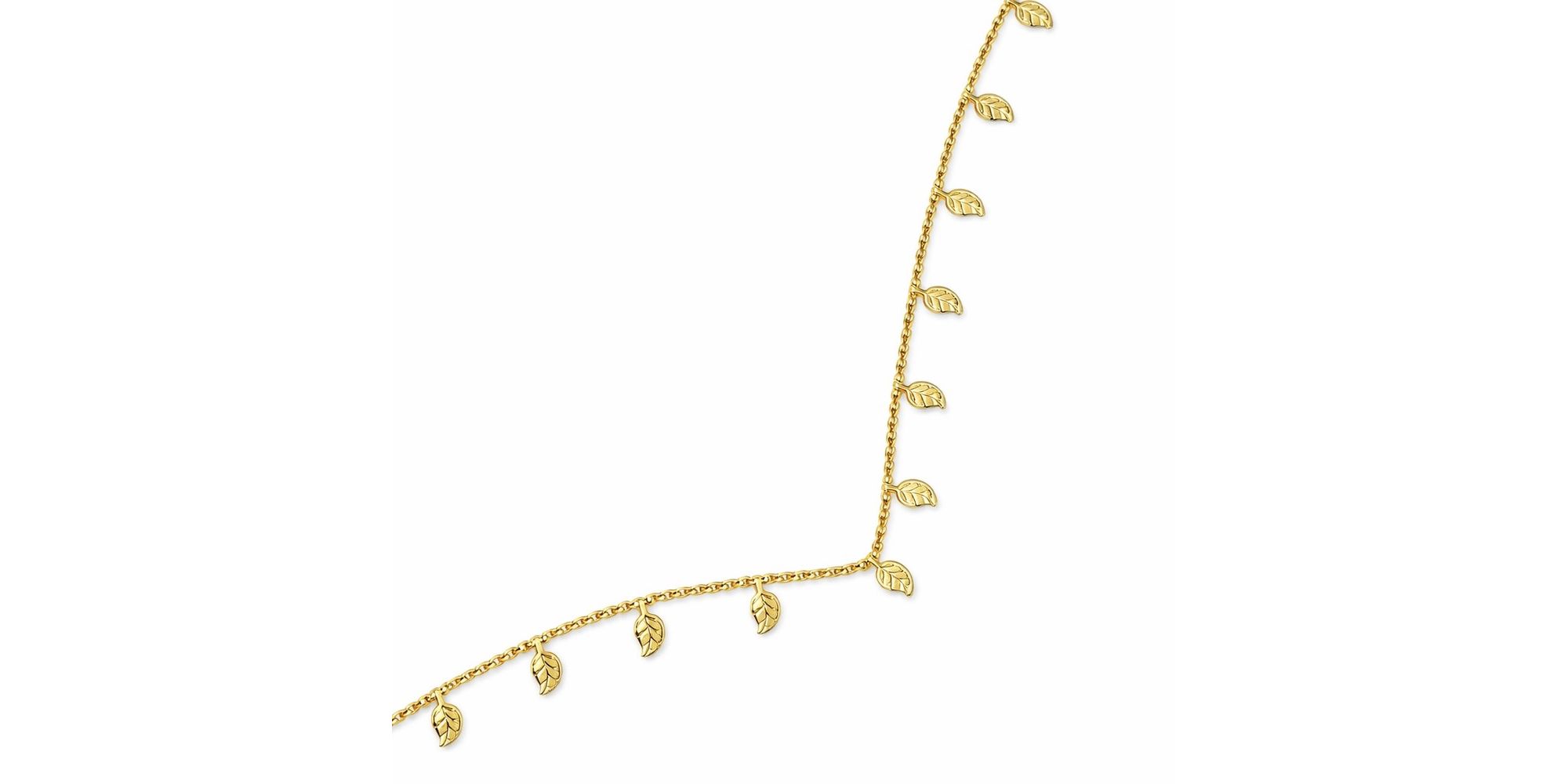 Tornozeleira Folha Elo Bolinha Banhado a Ouro 18K