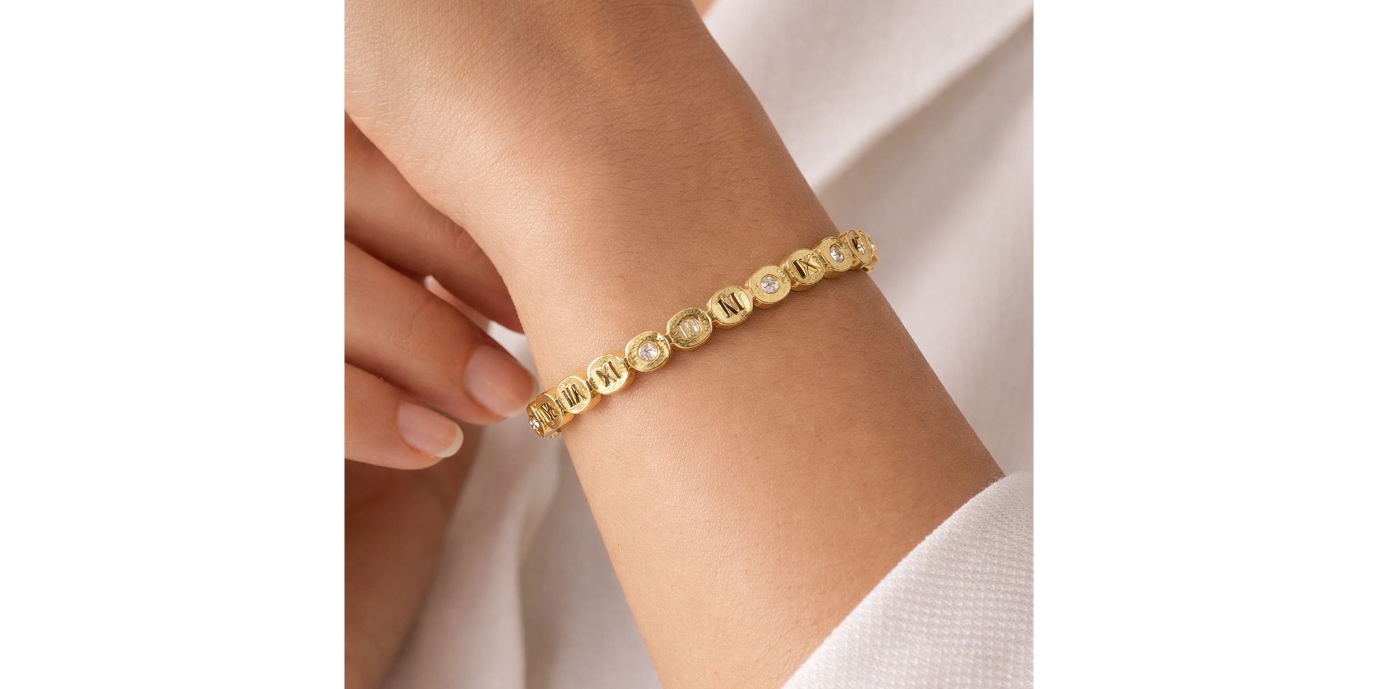 Pulseira Bracelete Romano Bvlgari Aço Dourado 