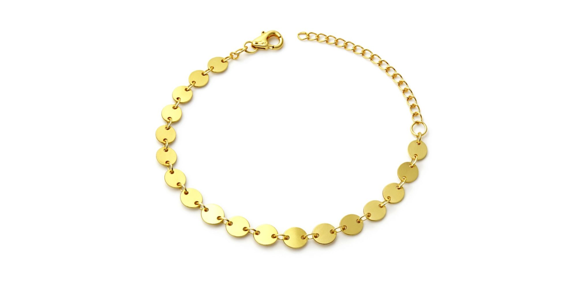 Pulseira Medalha Contínuo Banhado A Ouro 18K