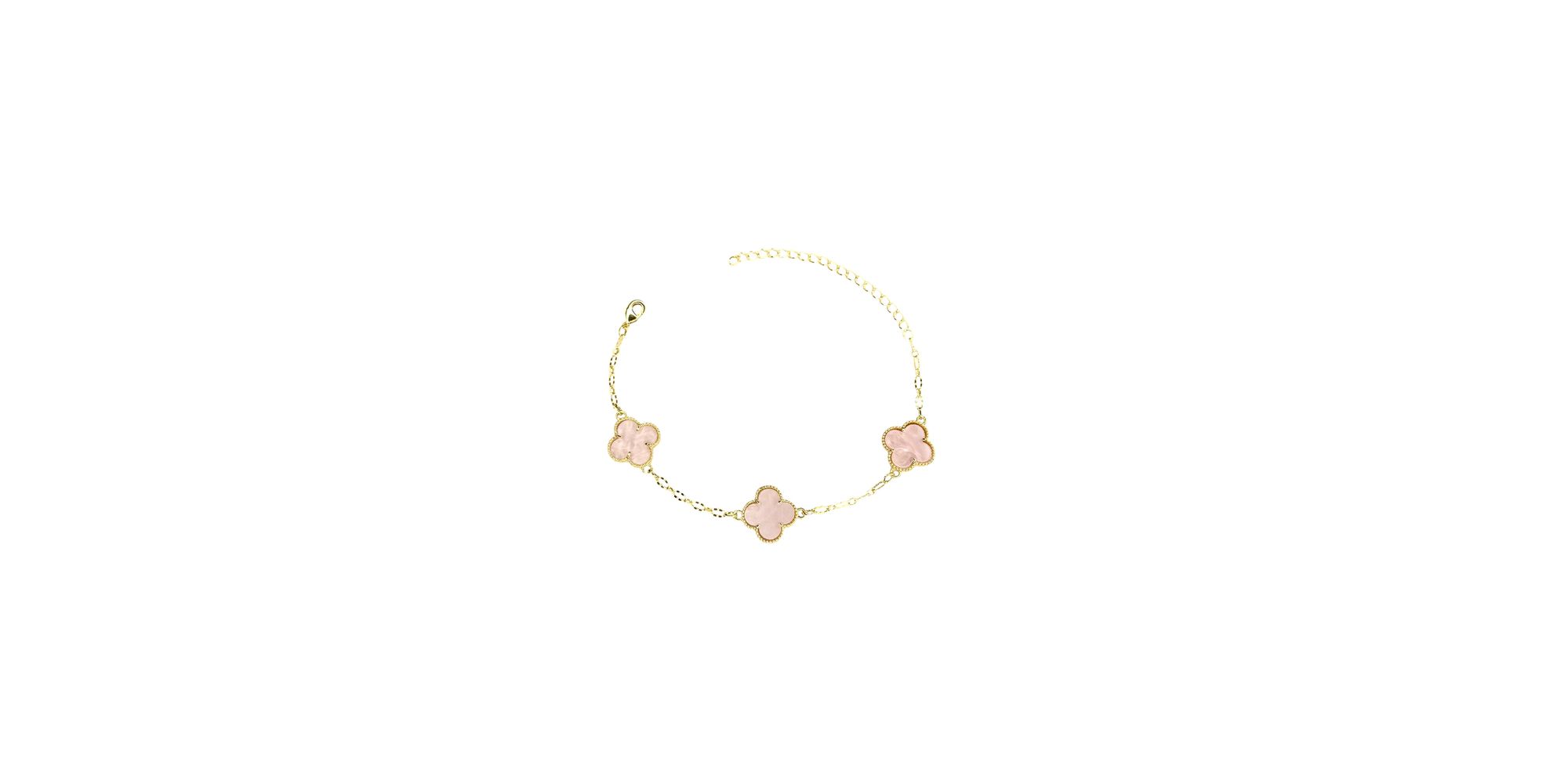 Pulseira Três Trevo Rosa Banhado A Ouro 18K