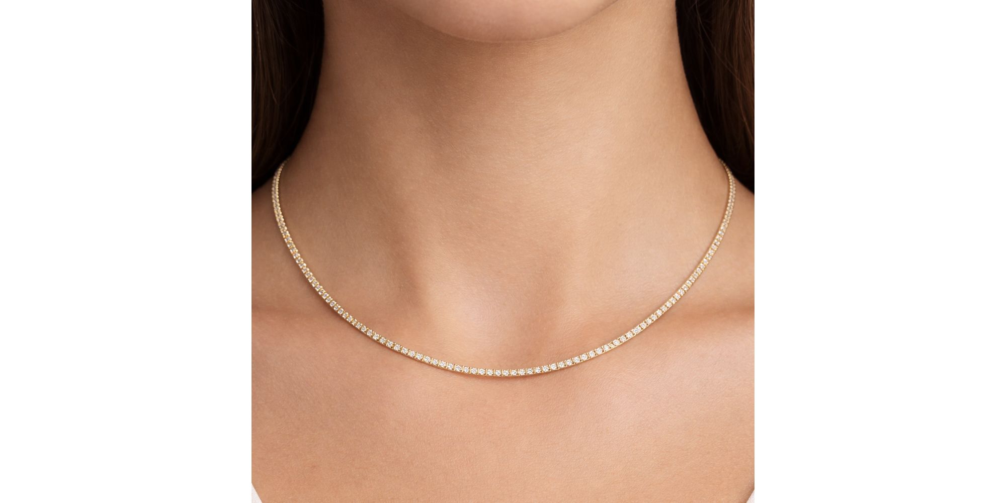 Colar Riviera Cristal Banhado A Ouro 18K