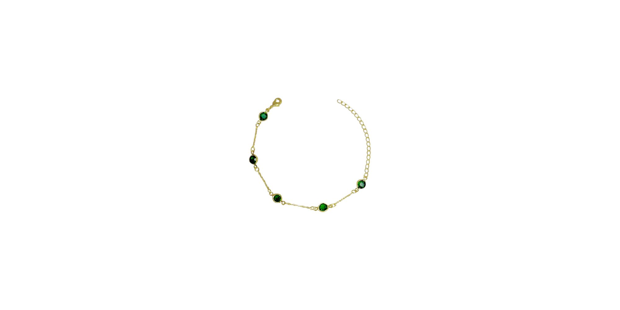Pulseira Cinco Tiffany Verde Banhado A Ouro 18K