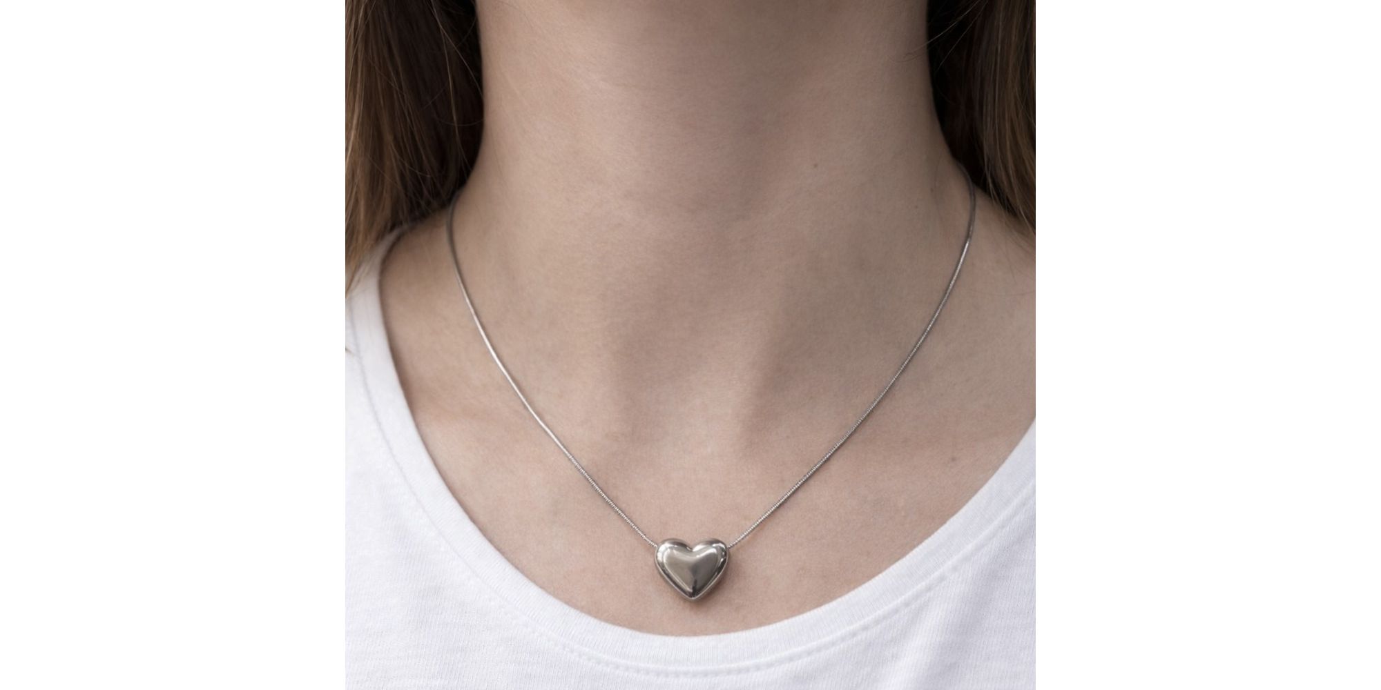 Colar Rabo Rato Coração Aço inoxidável