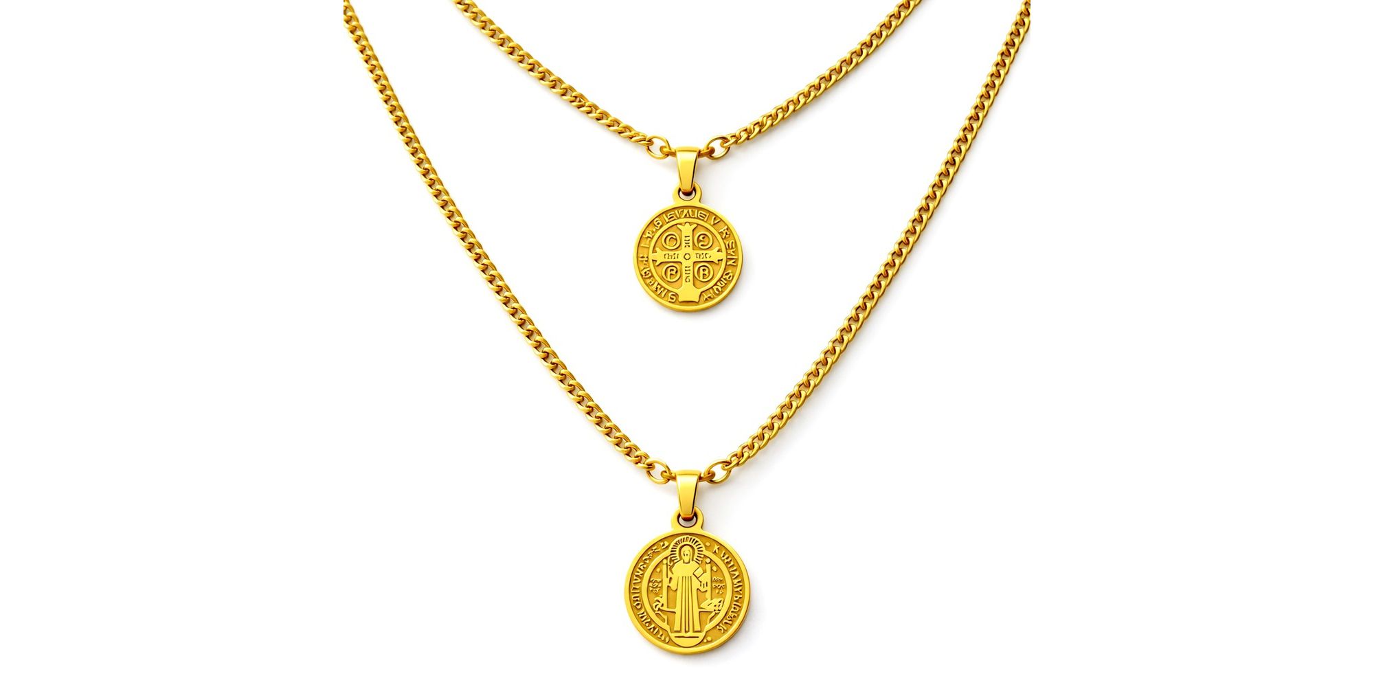 Corrente Escapulário São Bento Aço Dourado