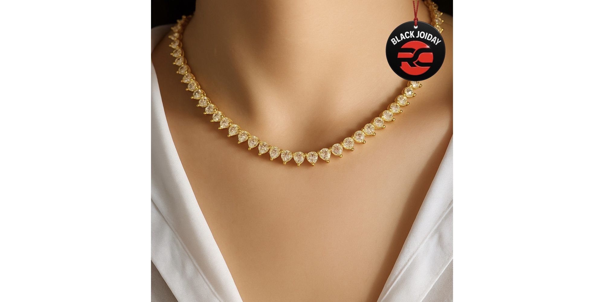 Colar Coração Viena 100 Zircônias Banhado a Ouro 18K