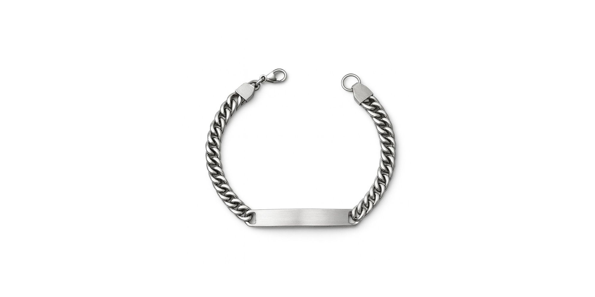 Pulseira Grumet Placa Lisa Fecho Lagosta Aço Inoxidável