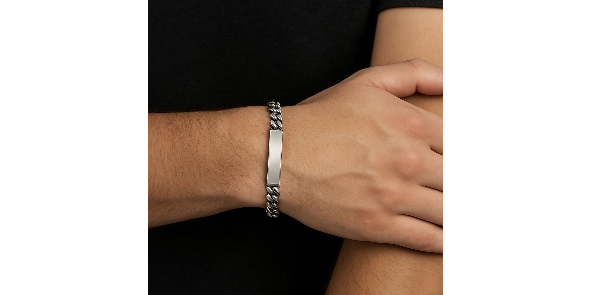 Pulseira Grumet Placa Lisa Fecho Lagosta Aço Inoxidável