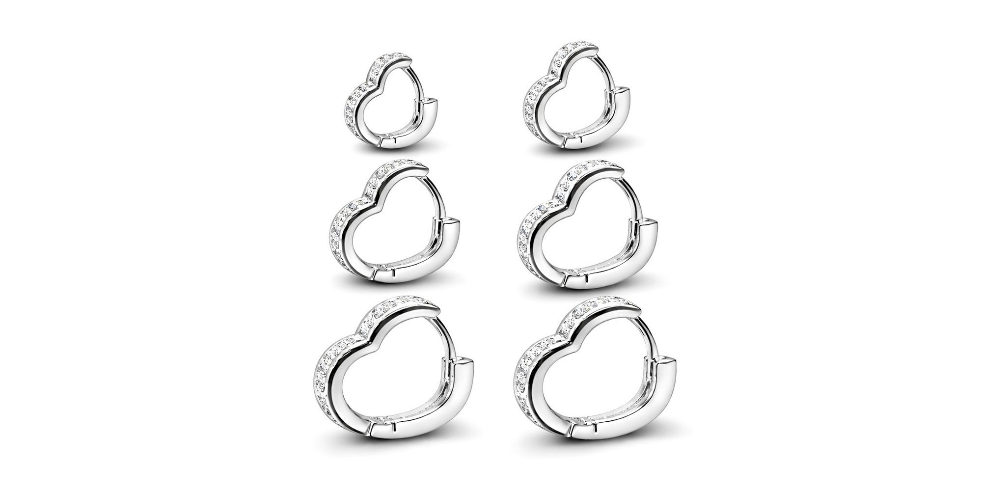 Brinco Trio Coração Click Cravejado Banhado a Prata 925