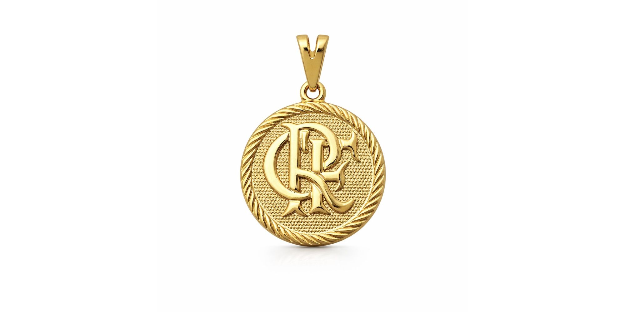 Pingente Flamengo Redondo Banhado a Ouro 18k