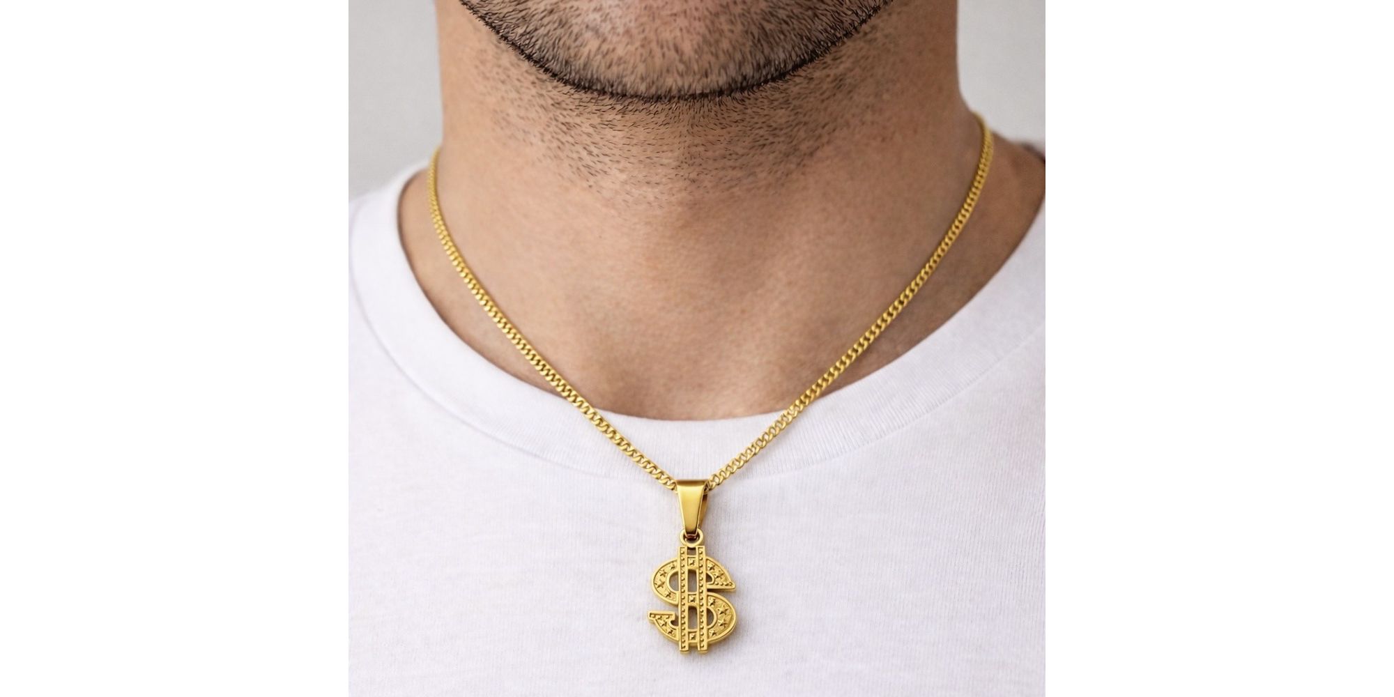 Pingente Cifrão Aço Dourado