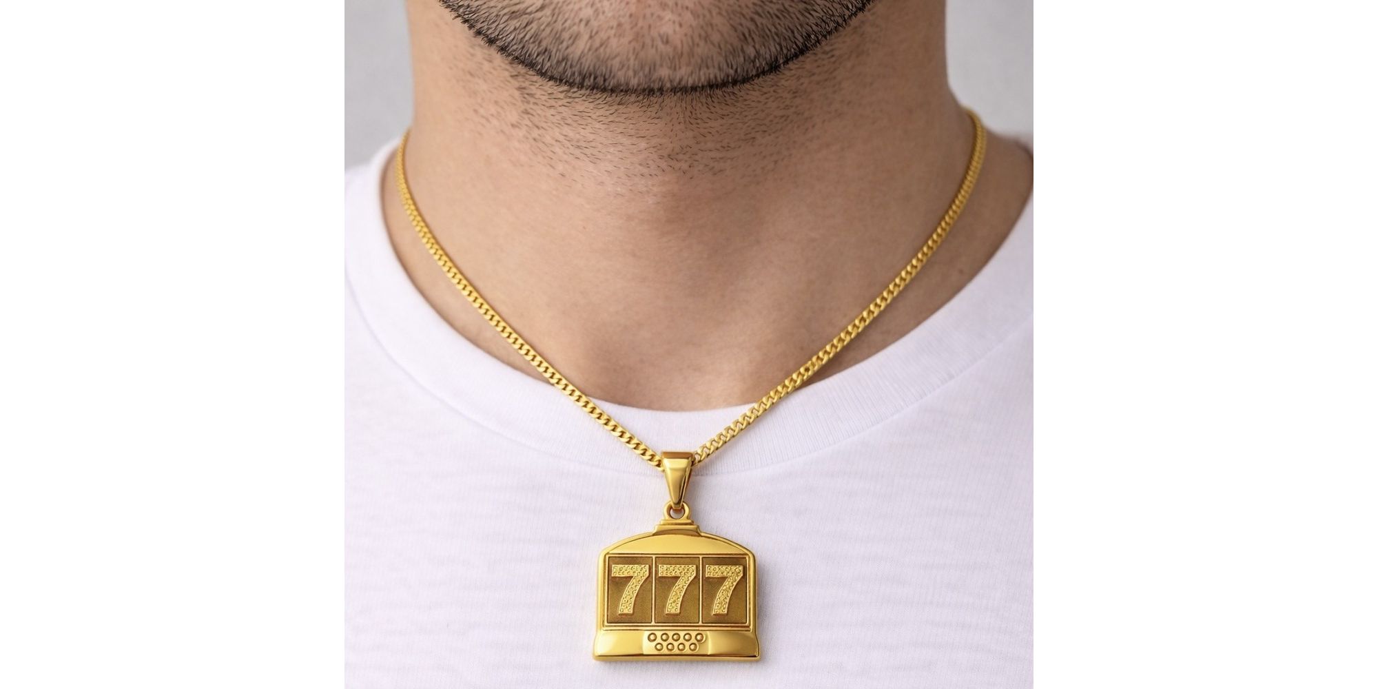 Pingente 777 Roleta Aço Dourado