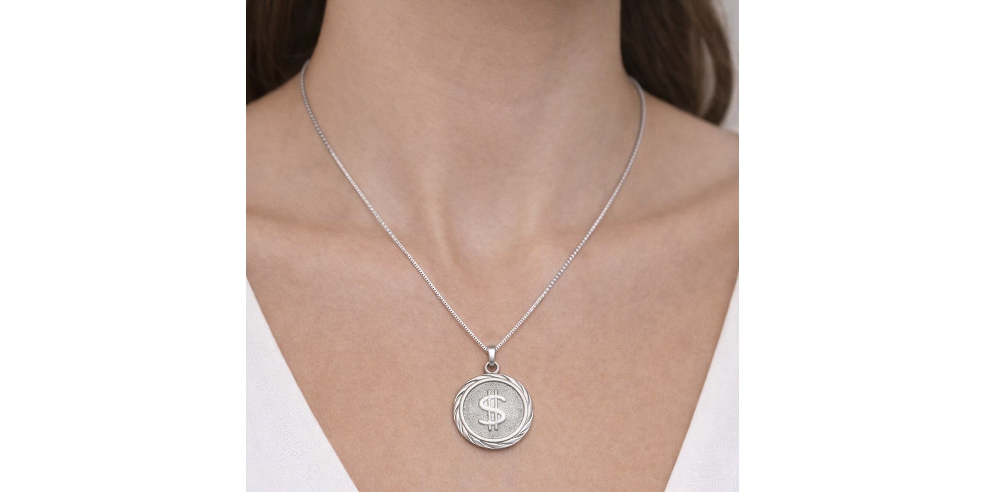 Colar Cifrão Placa 13 Banhado A Prata 925