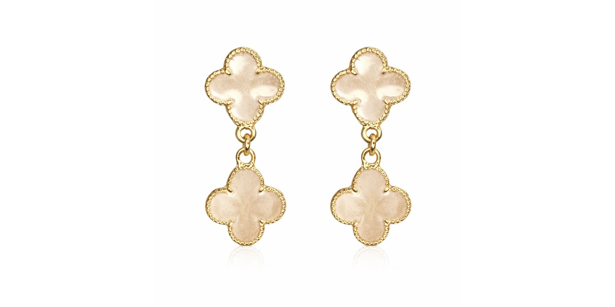 Brinco Trevo Pérola Virgínia Banhado A Ouro 18K