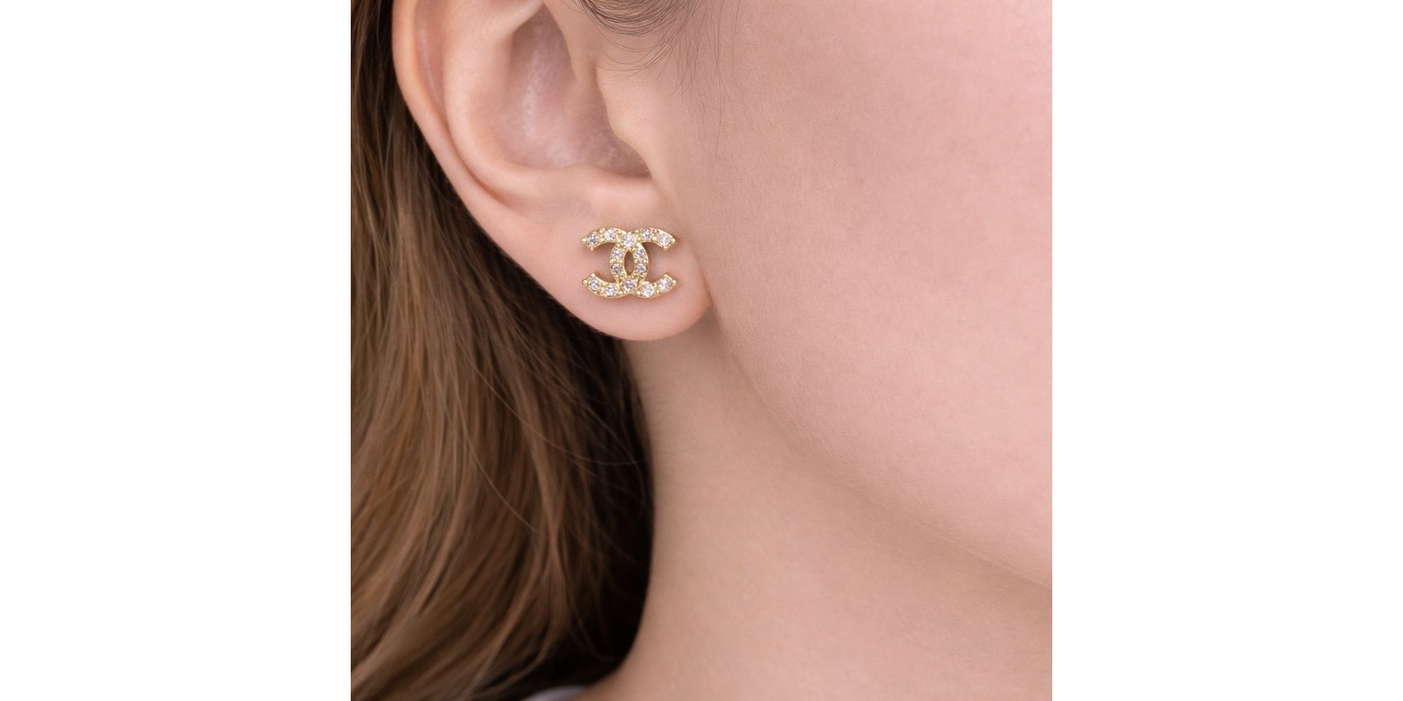 Conjunto Chanel Strass Veneziana Banhado a Ouro 18K