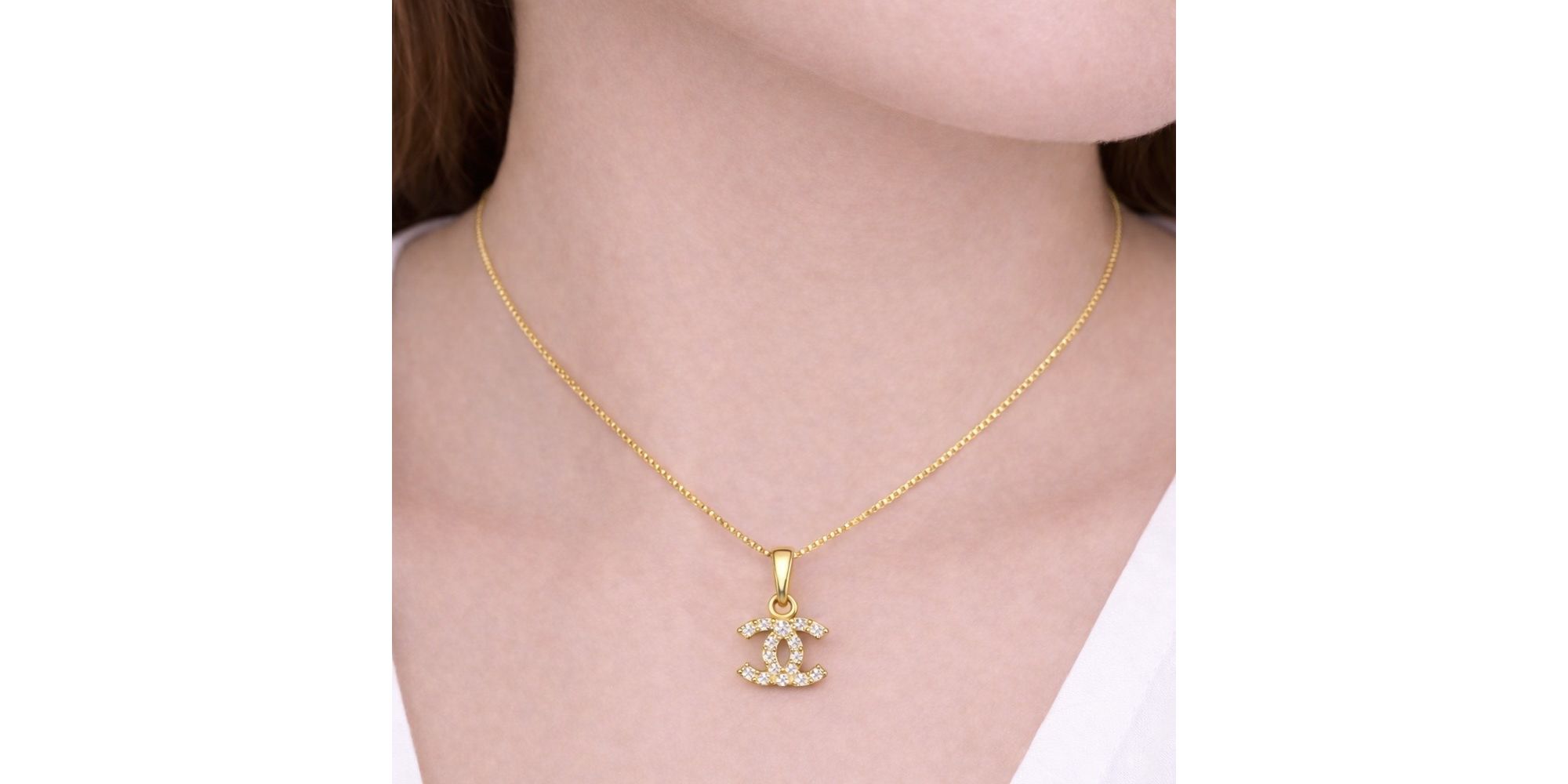 Conjunto Chanel Strass Veneziana Banhado a Ouro 18K