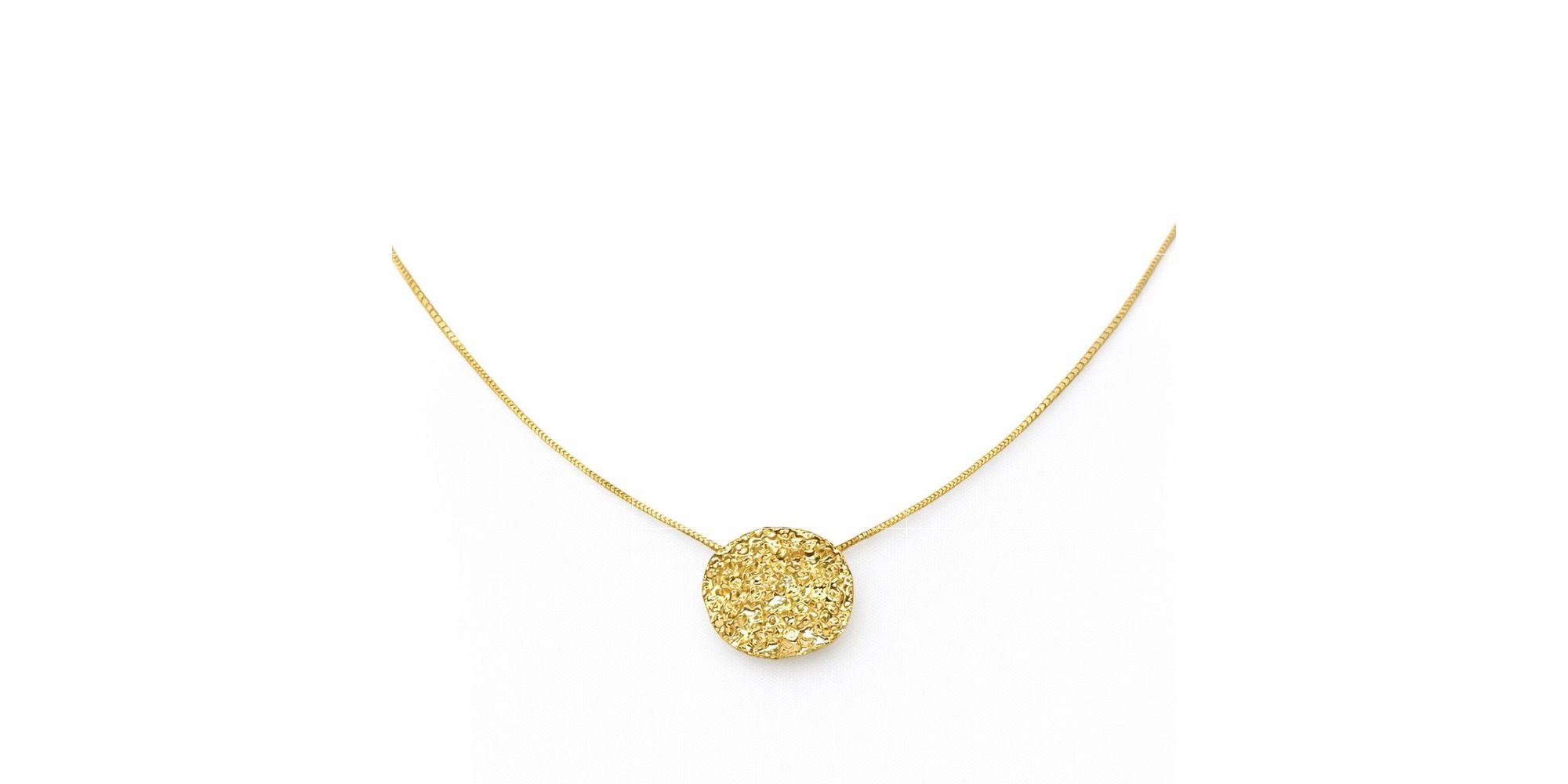 Colar Botão Textura Banhado A Ouro 18K