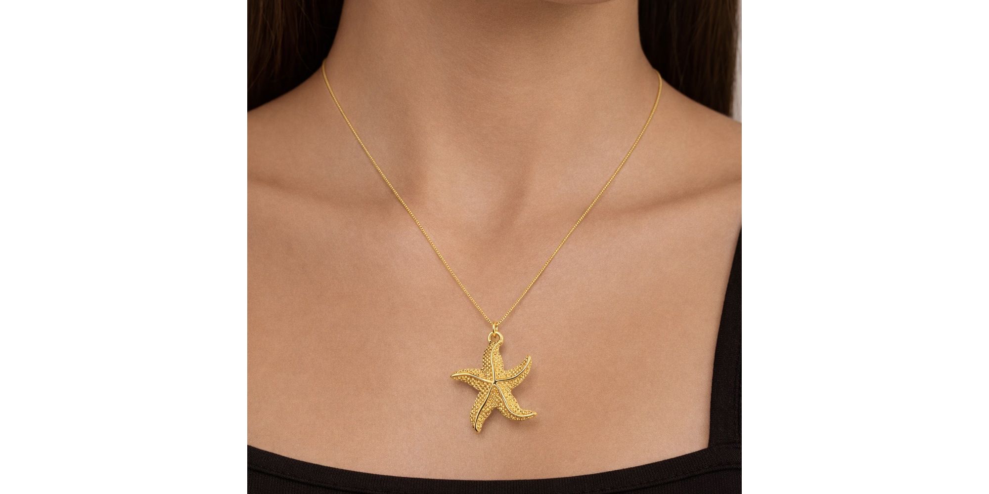 Colar Estrela Do Mar Banhado A Ouro 18K