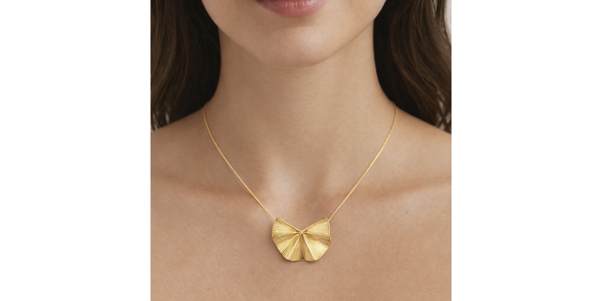 Colar Leque Prega Banhado A Ouro 18K