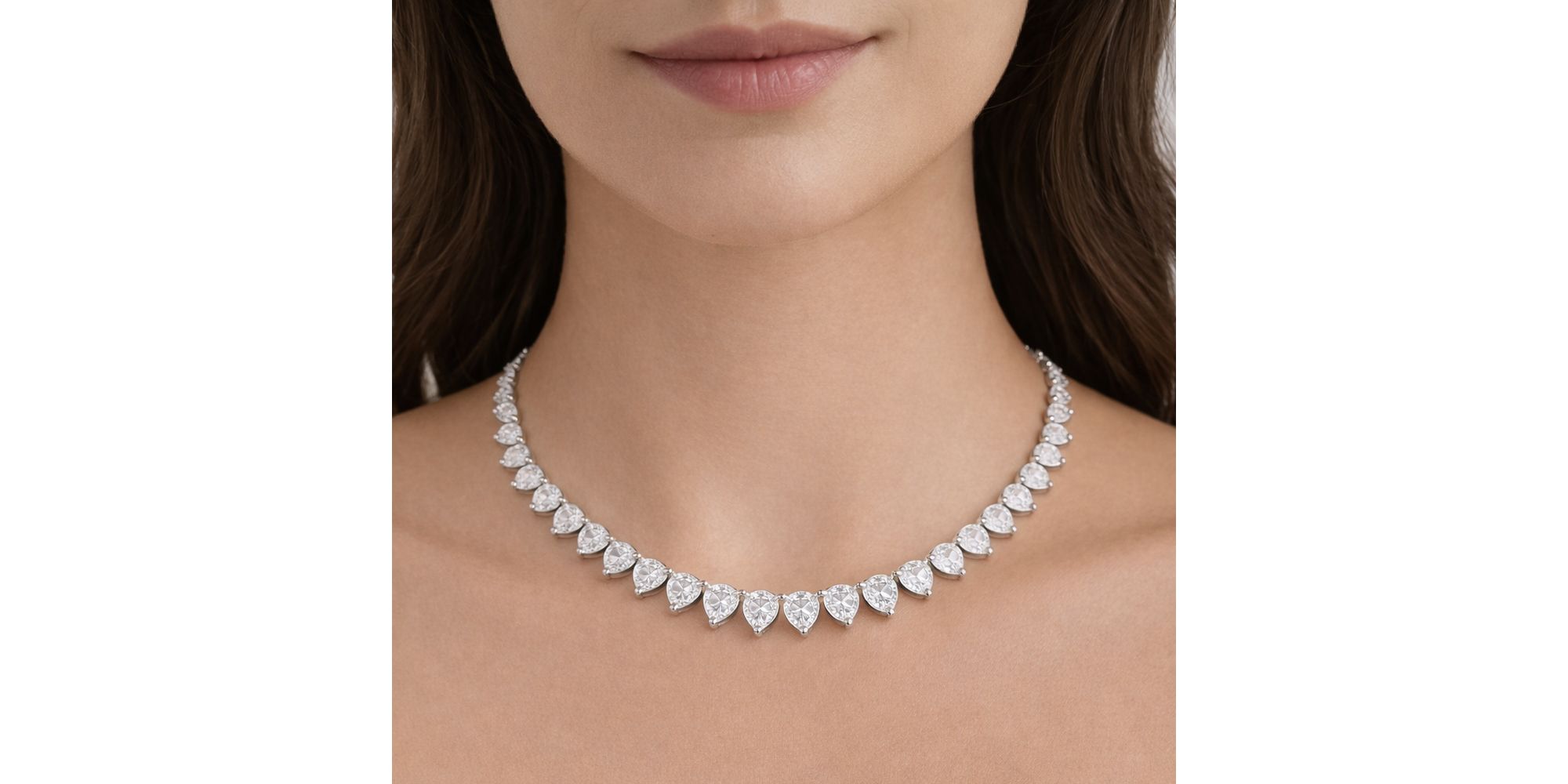 Colar Coração Viena 100 Zircônias Banhado a Prata 925