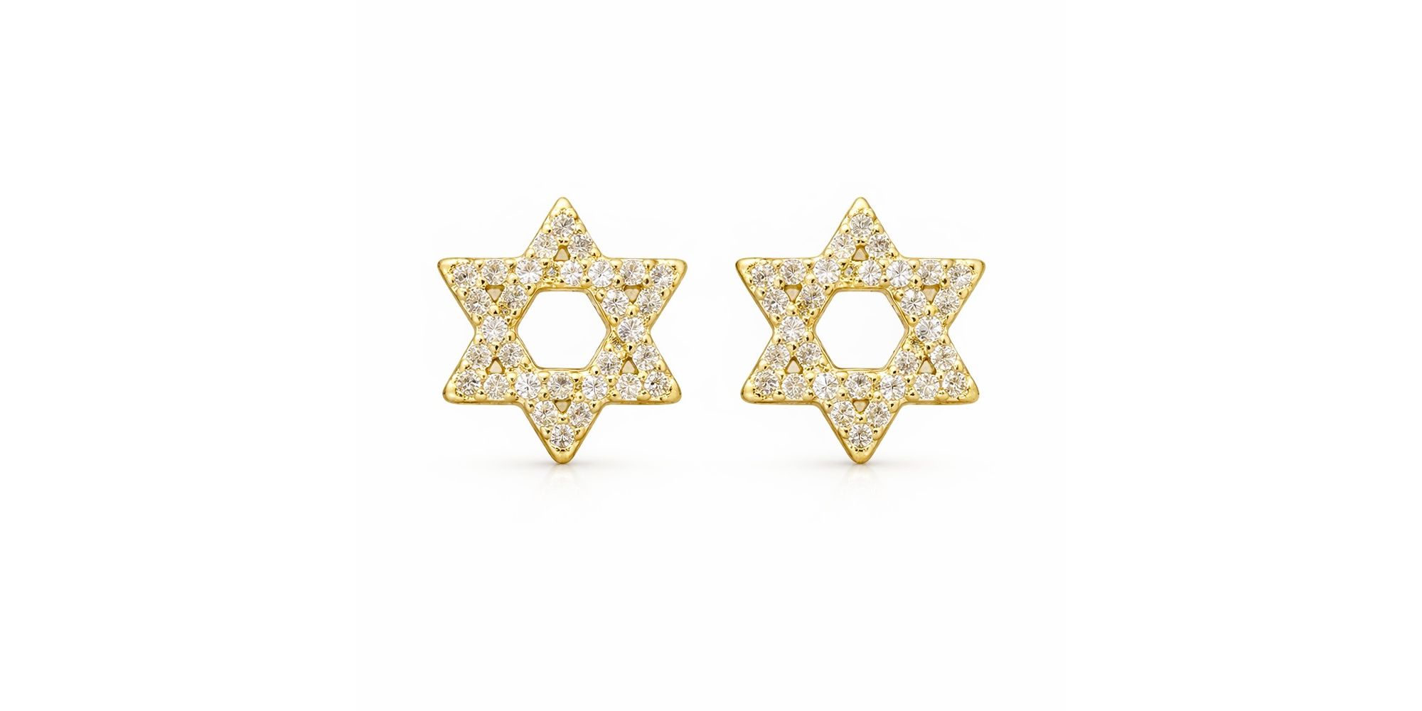 Brinco Estrela Davi Cristal Cravejado Banhado a Ouro 18K