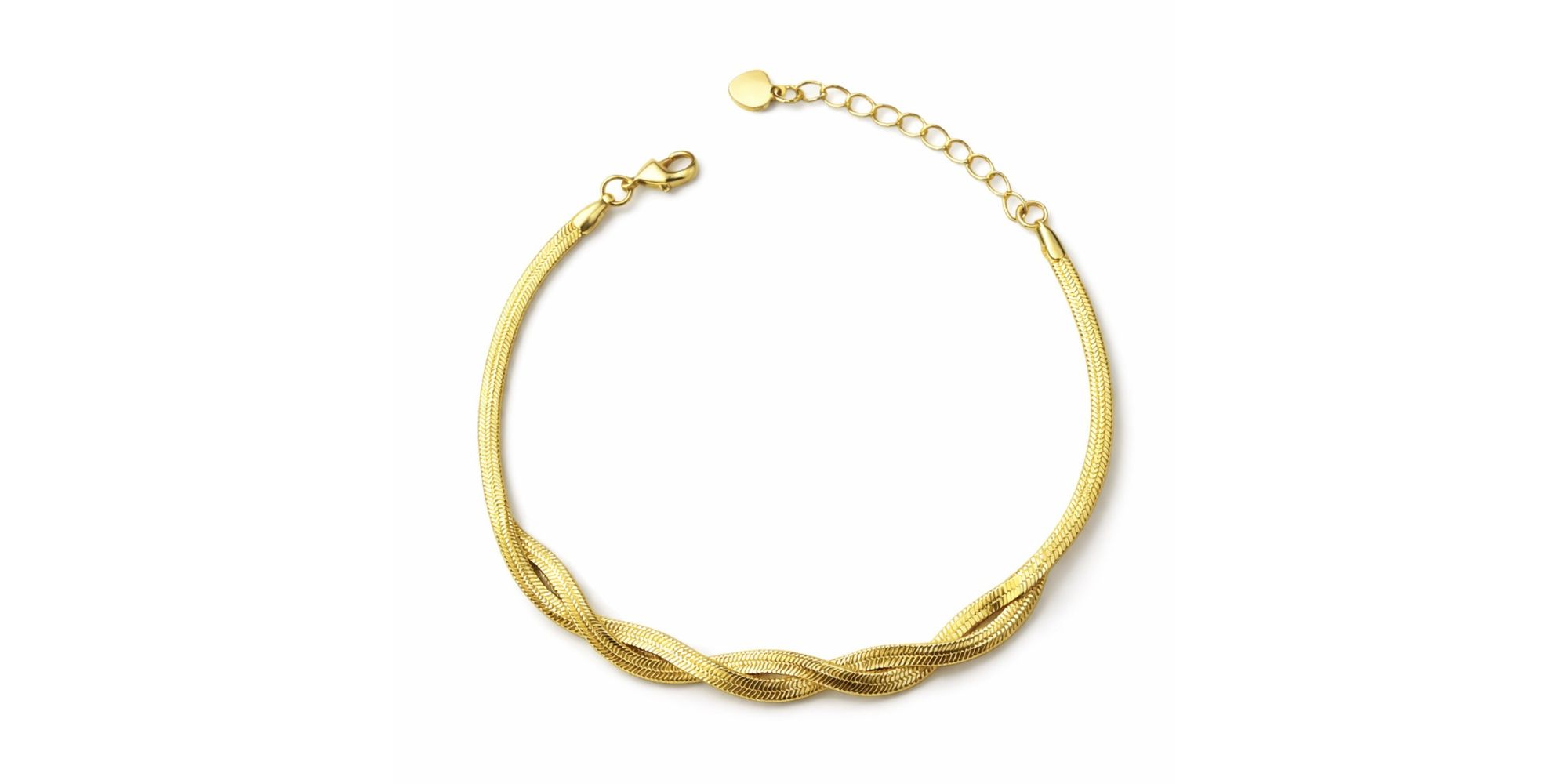 Pulseira Laminada Trançada Banhado a Ouro 18K