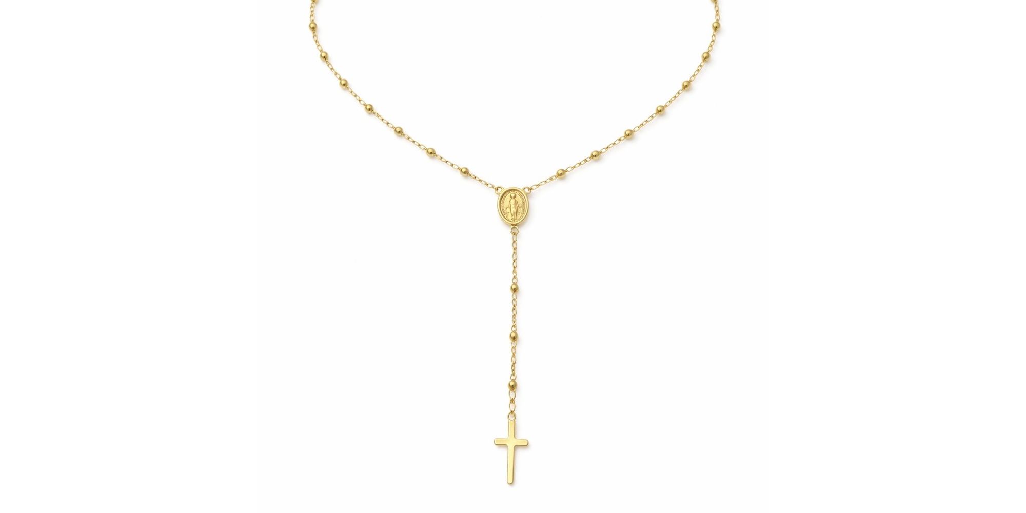 Colar Terço São Bento Banhado a Ouro 18K