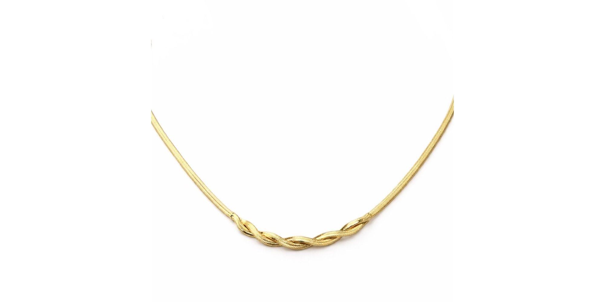 Colar Laminada Trançada Banhado a Ouro 18K