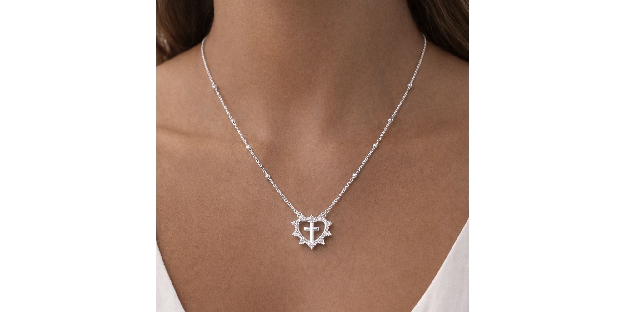 Colar Esca Espírito Santo Cruz Cravejado Banhado a Ouro 18K