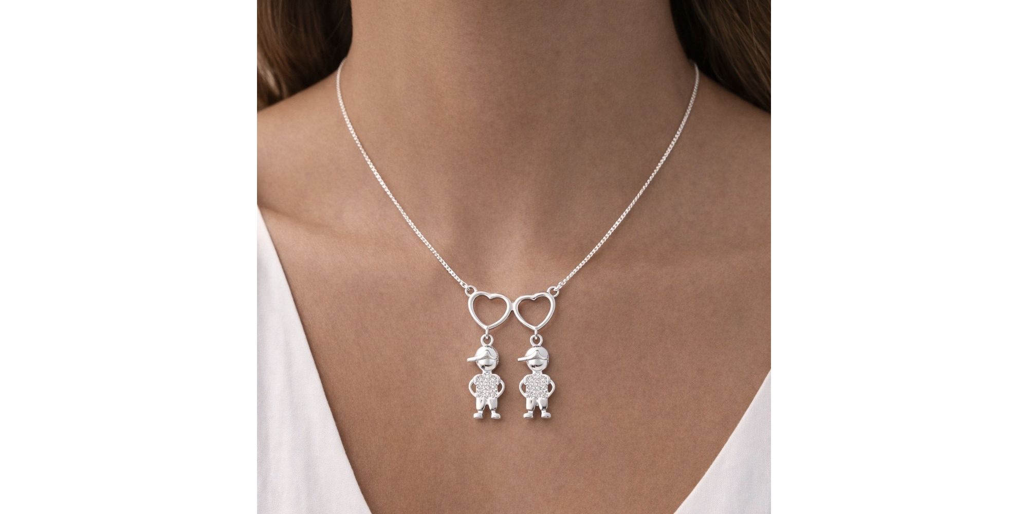 Colar Menino Menino Cravejado Banhado a Prata 925