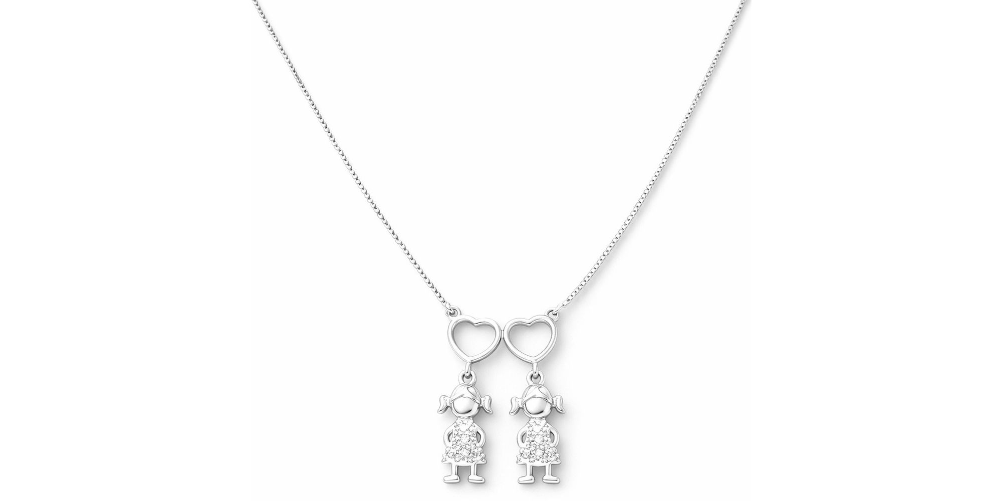 Colar Menina Menina Cravejado Banhado a Prata 925 