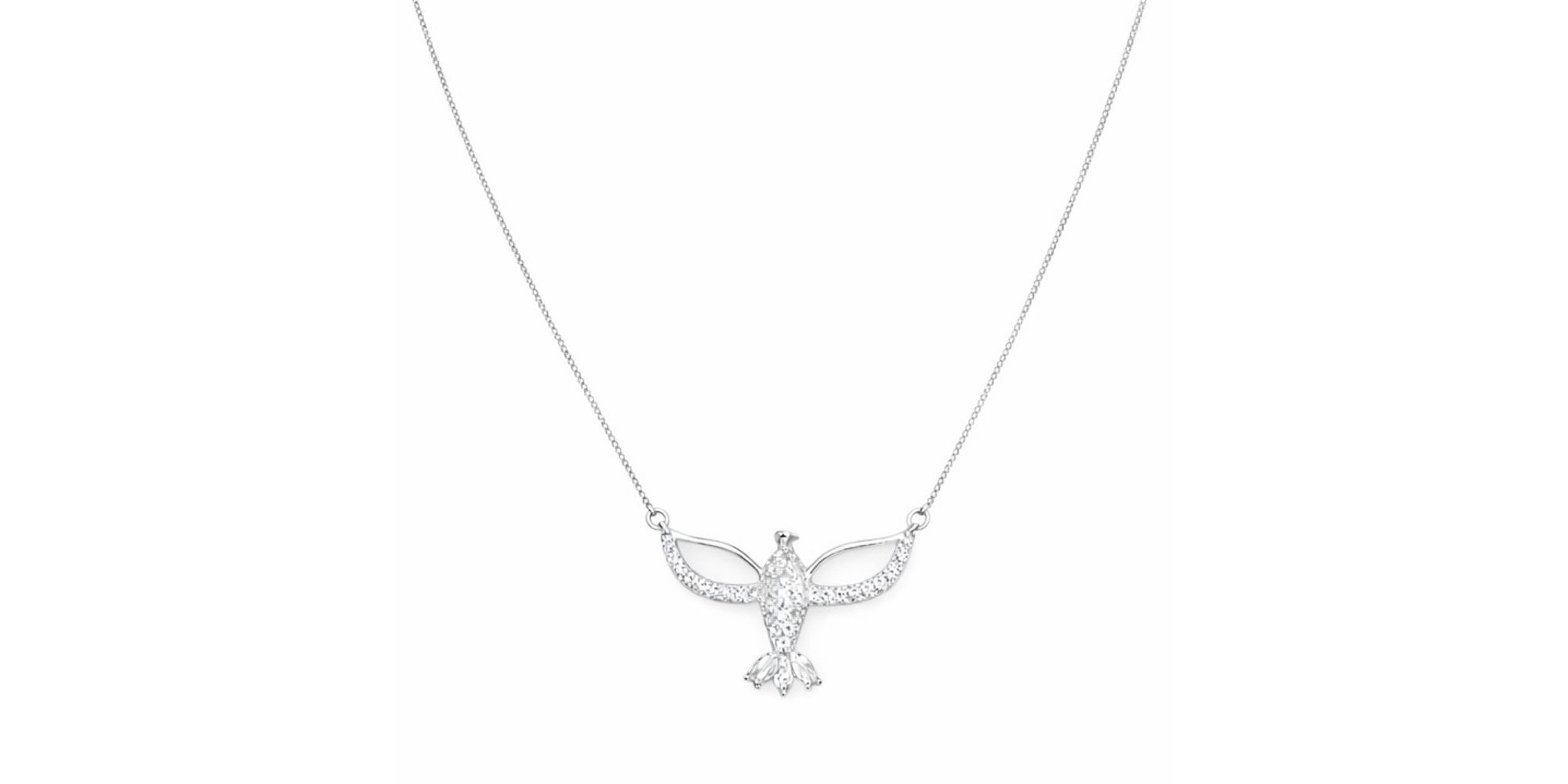 Colar Espirito Santo Cravejado Banhado a Prata 18K