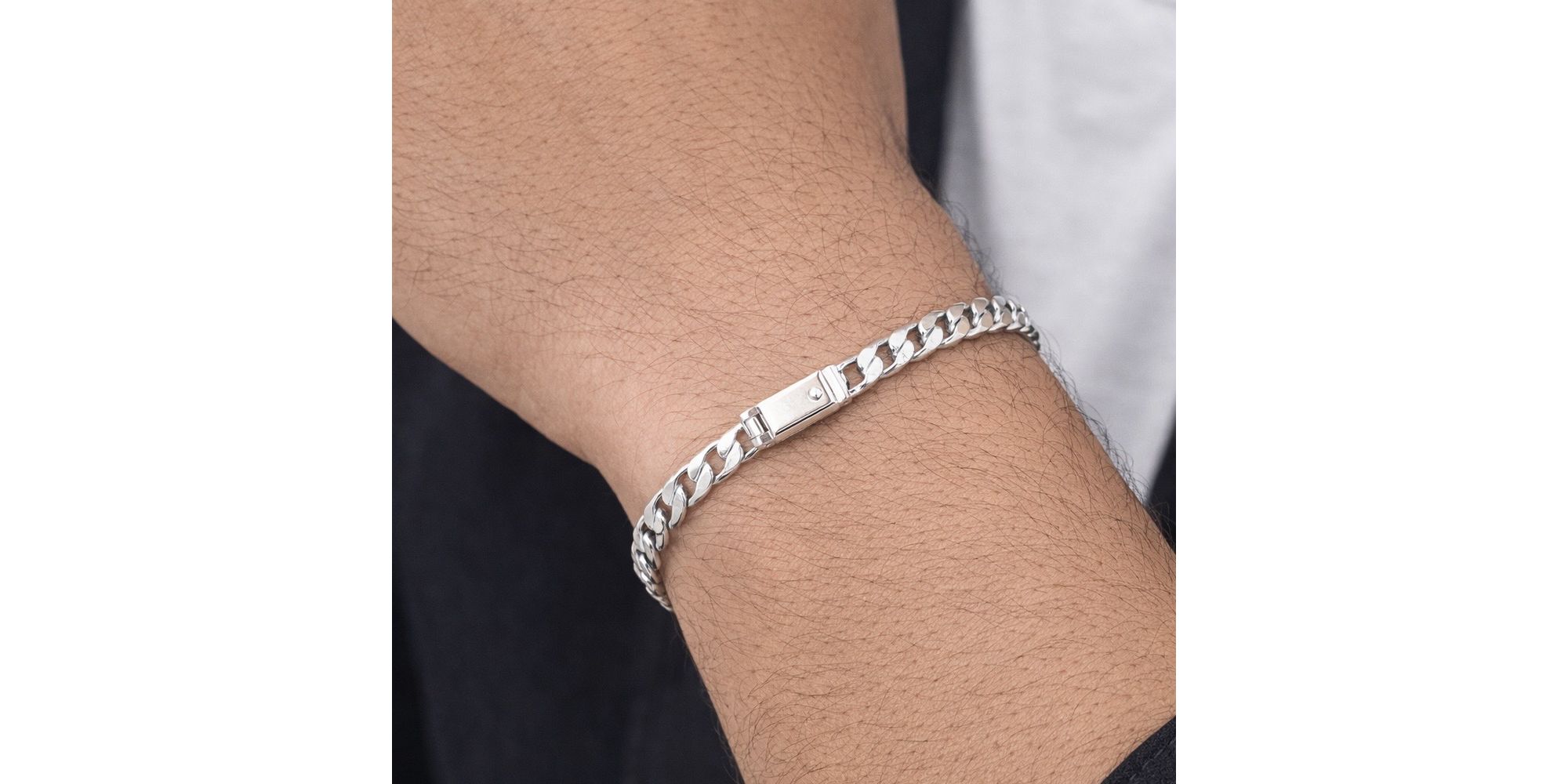 Pulseira Grumet Chapada Fecho Gaveta Banhado a Prata 925