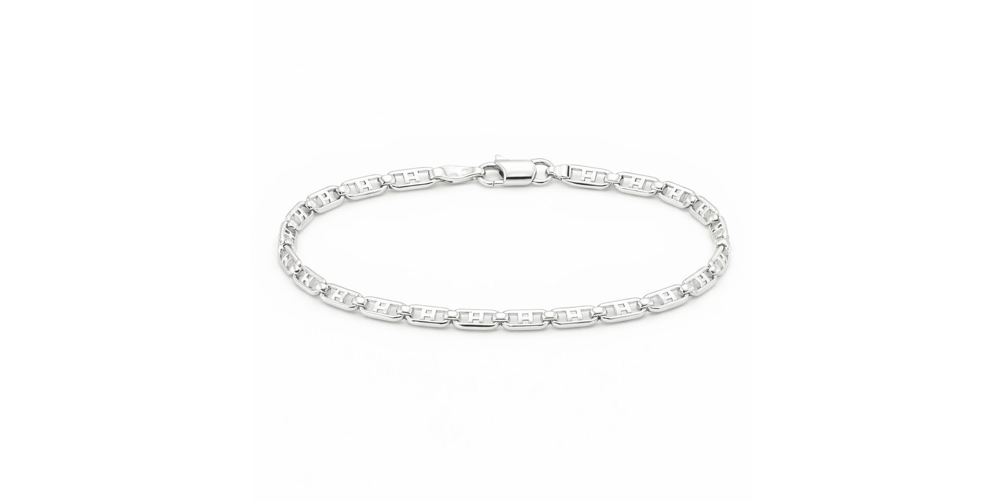 Pulseira Piastrine Fecho Mosquetinho Banhado a Prata 925