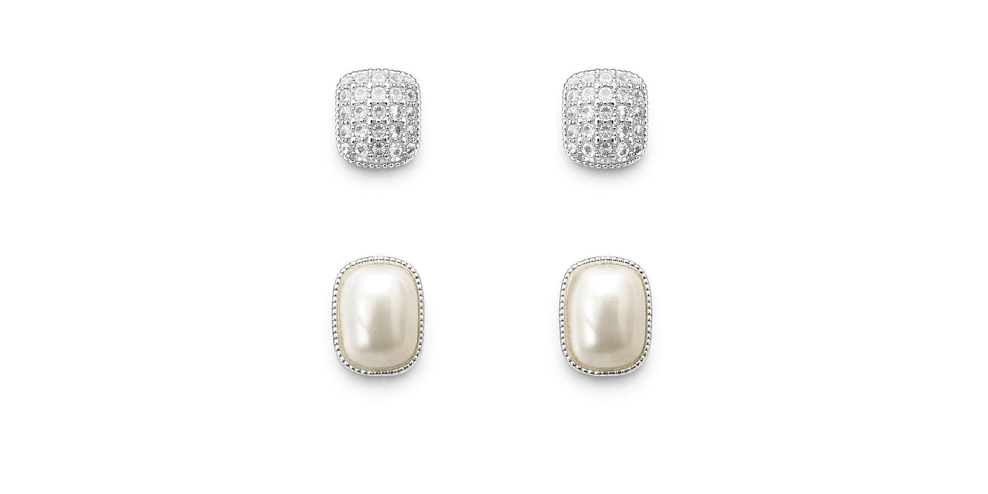 Brinco Trio Pérola Cravejado Luz Banhado a Prata 925