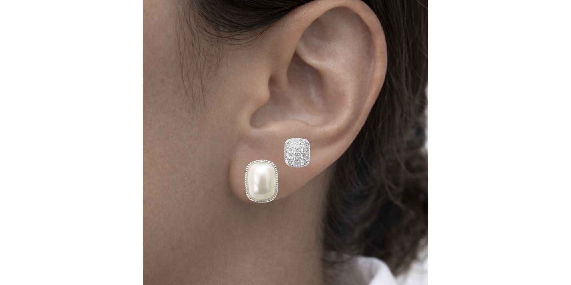 Brinco Trio Pérola Cravejado Luz Banhado a Prata 925