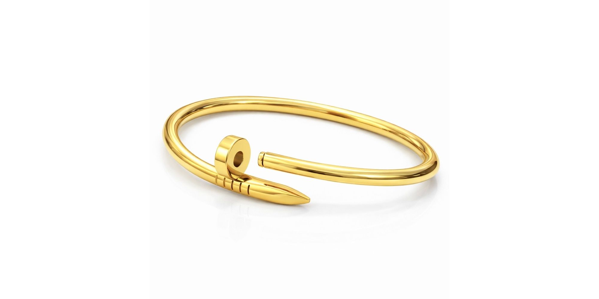 Pulseira Bracelete Prego Aço Dourado.