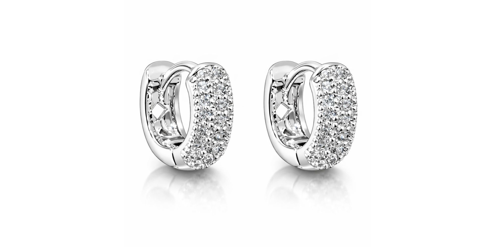 Brinco Argola Cravejado N13 Zircônia Banhado a Prata 925