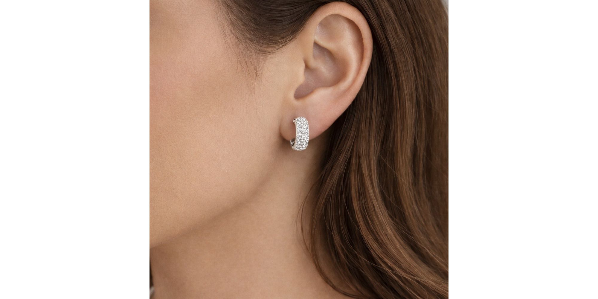 Brinco Argola Cravejado N13 Zircônia Banhado a Prata 925