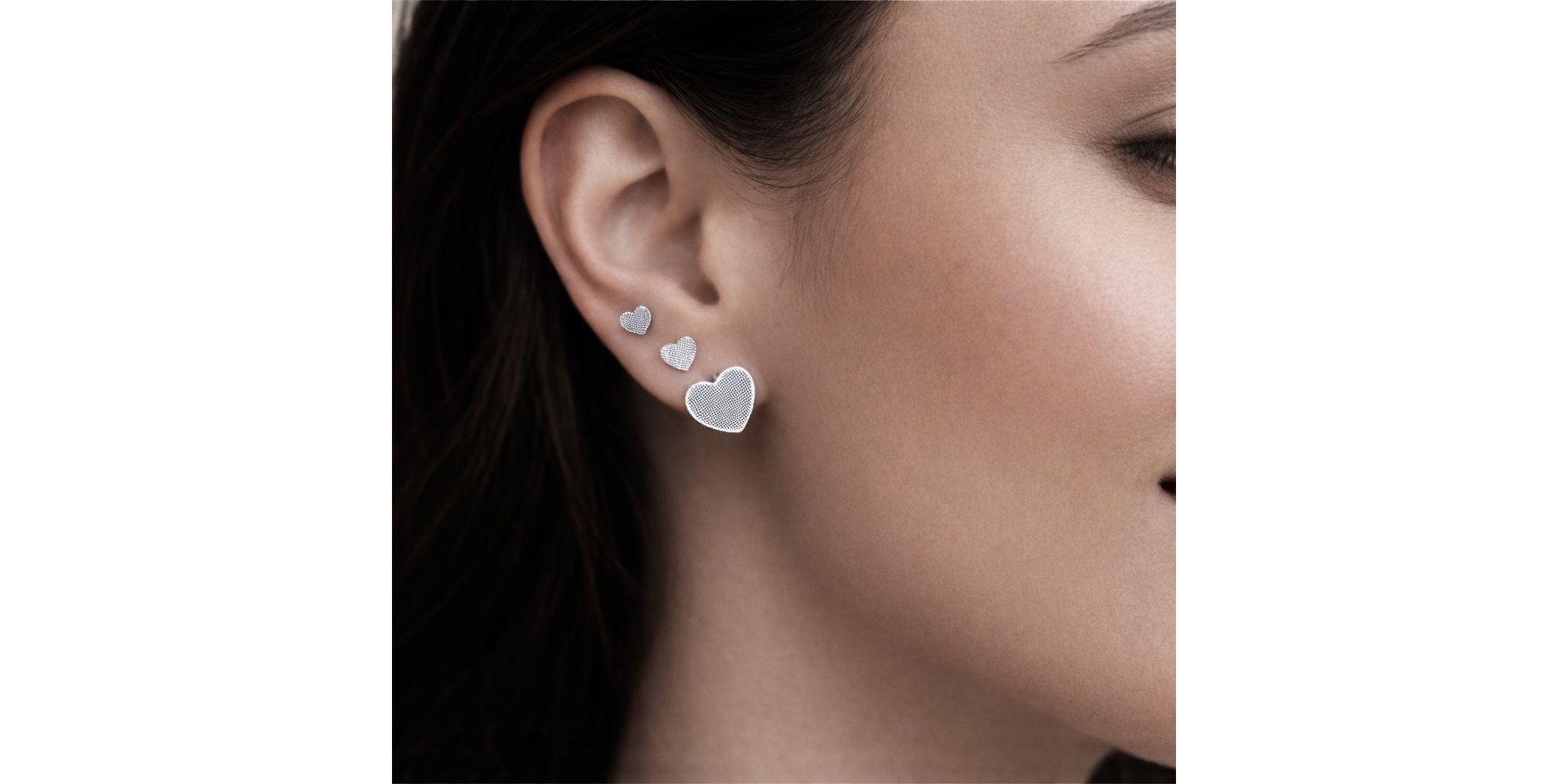 Brinco Trio Coração Aço Inoxidável