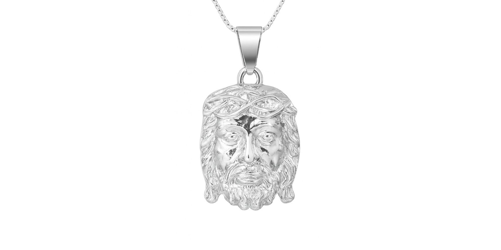 Pingente Zamac Face Cristo 21x31 Banhado A Prata 925