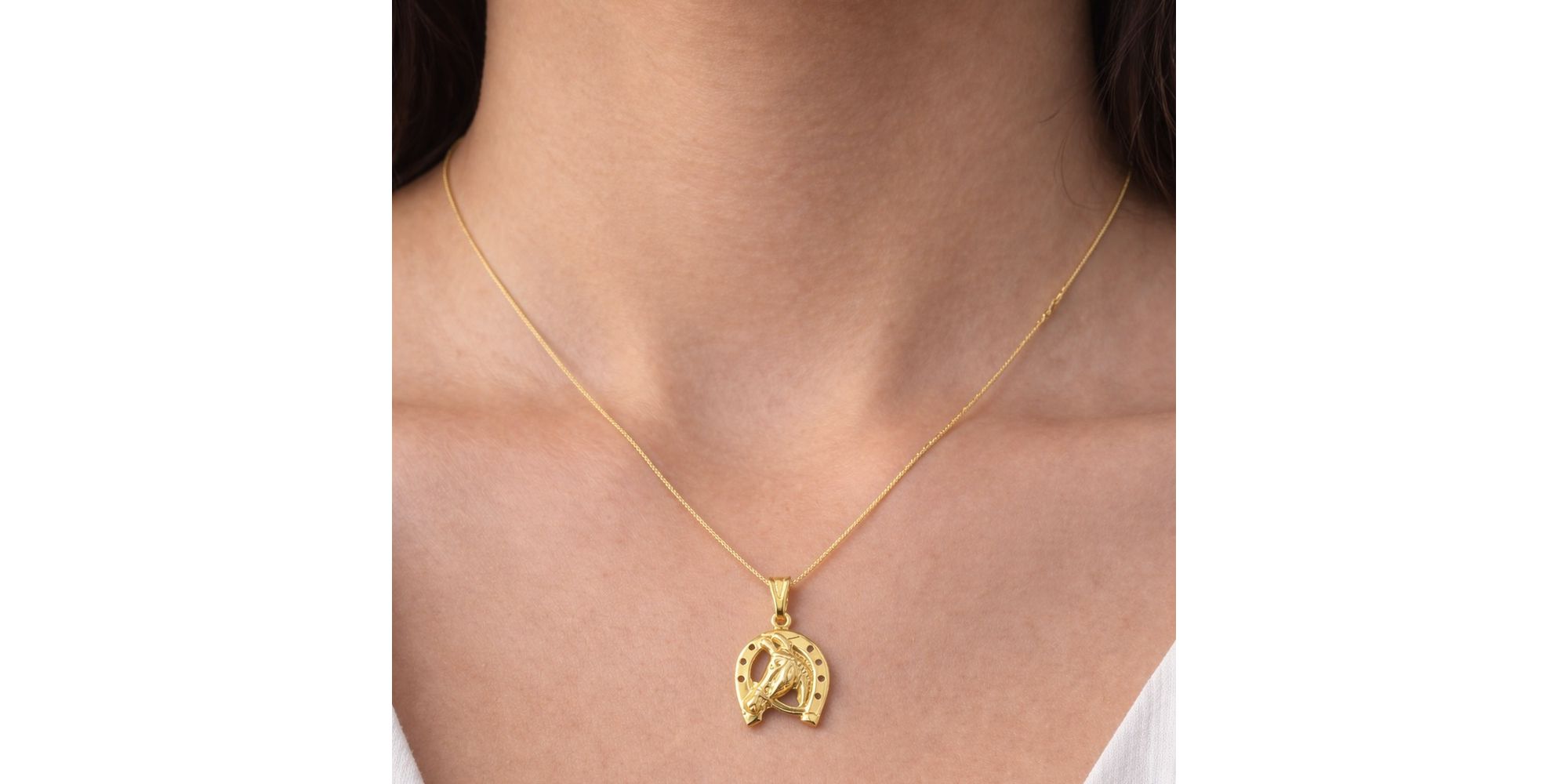 Pingente Cavalo Ferradura Banhado a Ouro 18k