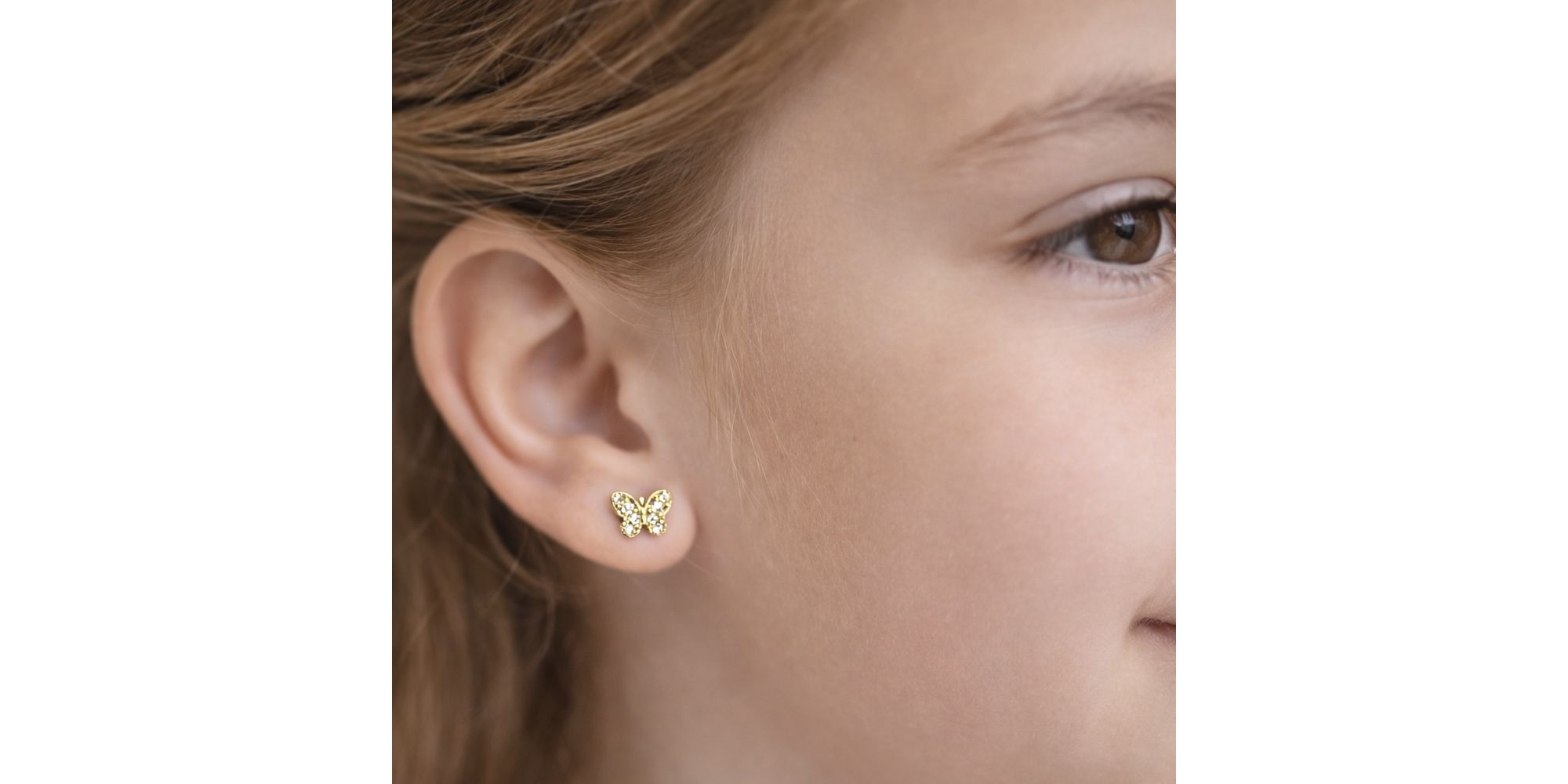 Brinco Borboleta Mini Cristal Cravejado Banhado a Ouro 18K