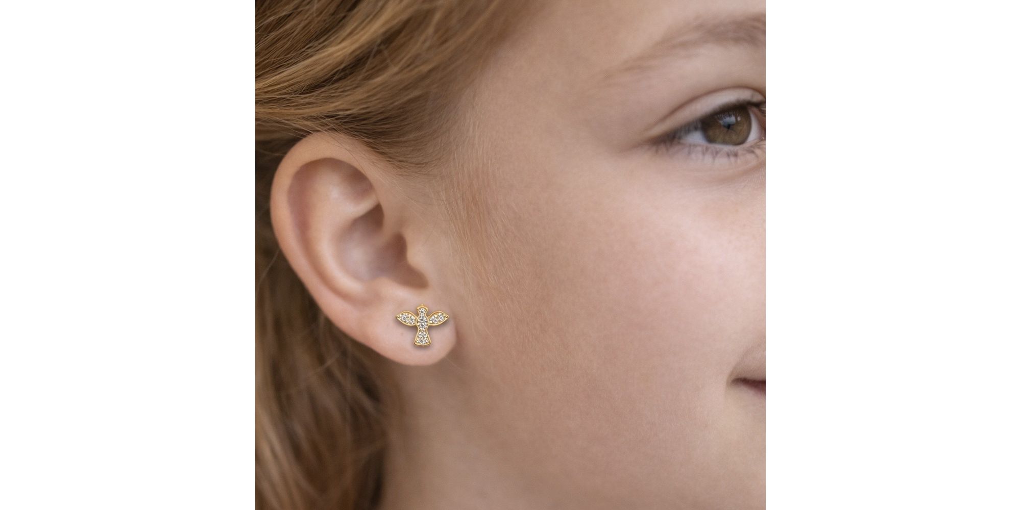 Brinco E Santo Mini Cristal Cravejado Banhado a Ouro 18K