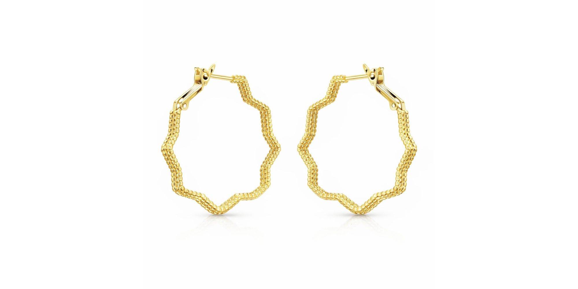 Brinco Argola ZigZag 3 Fios Click Banhado a Ouro 18k