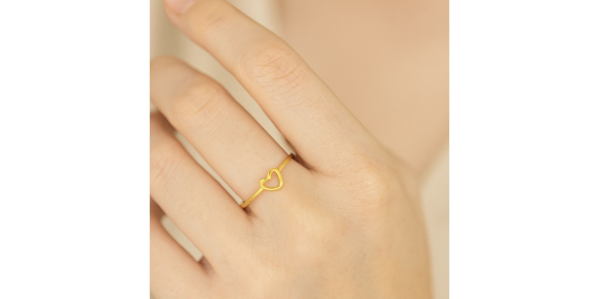 Anel Coração Vazado Banhado a Ouro 18K