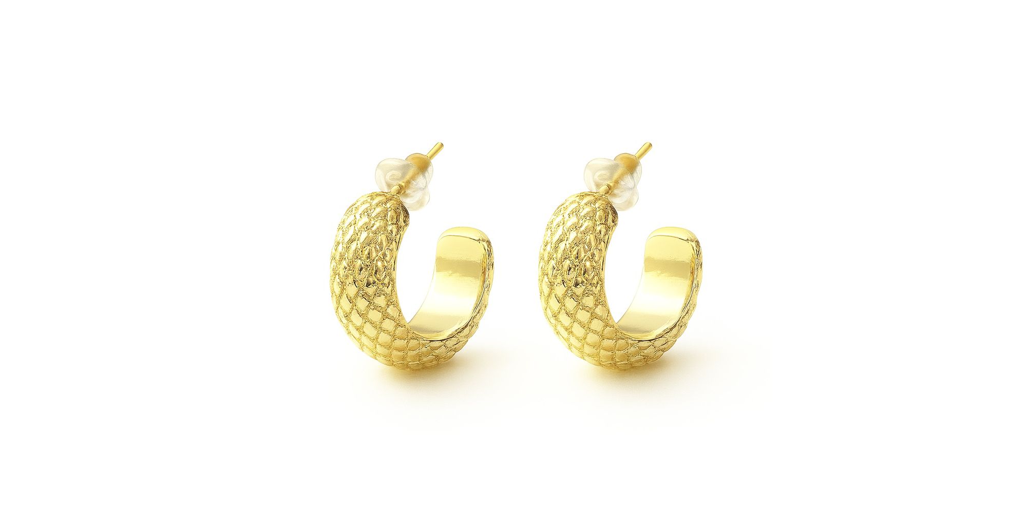 Brinco Argola Escamas Banhado a Ouro 18K