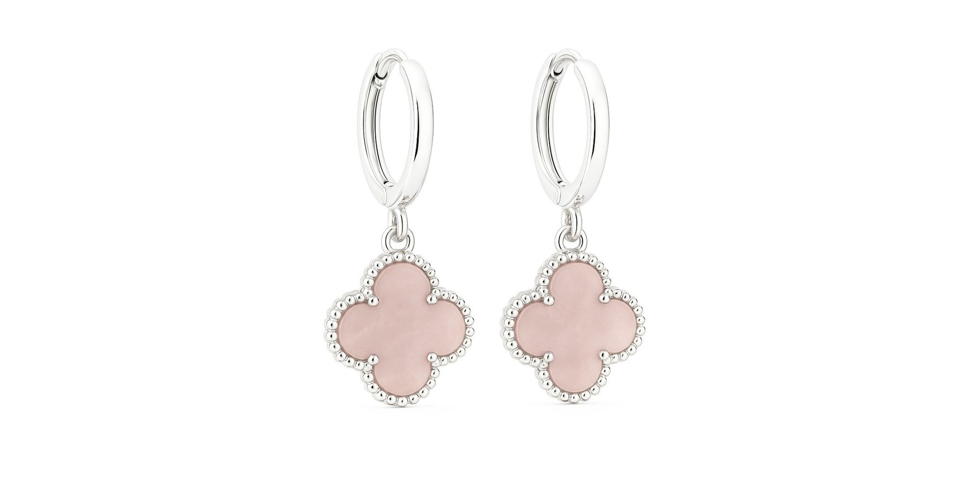 Brinco Trevo Rosa Tranqueta Banhado A Prata 925