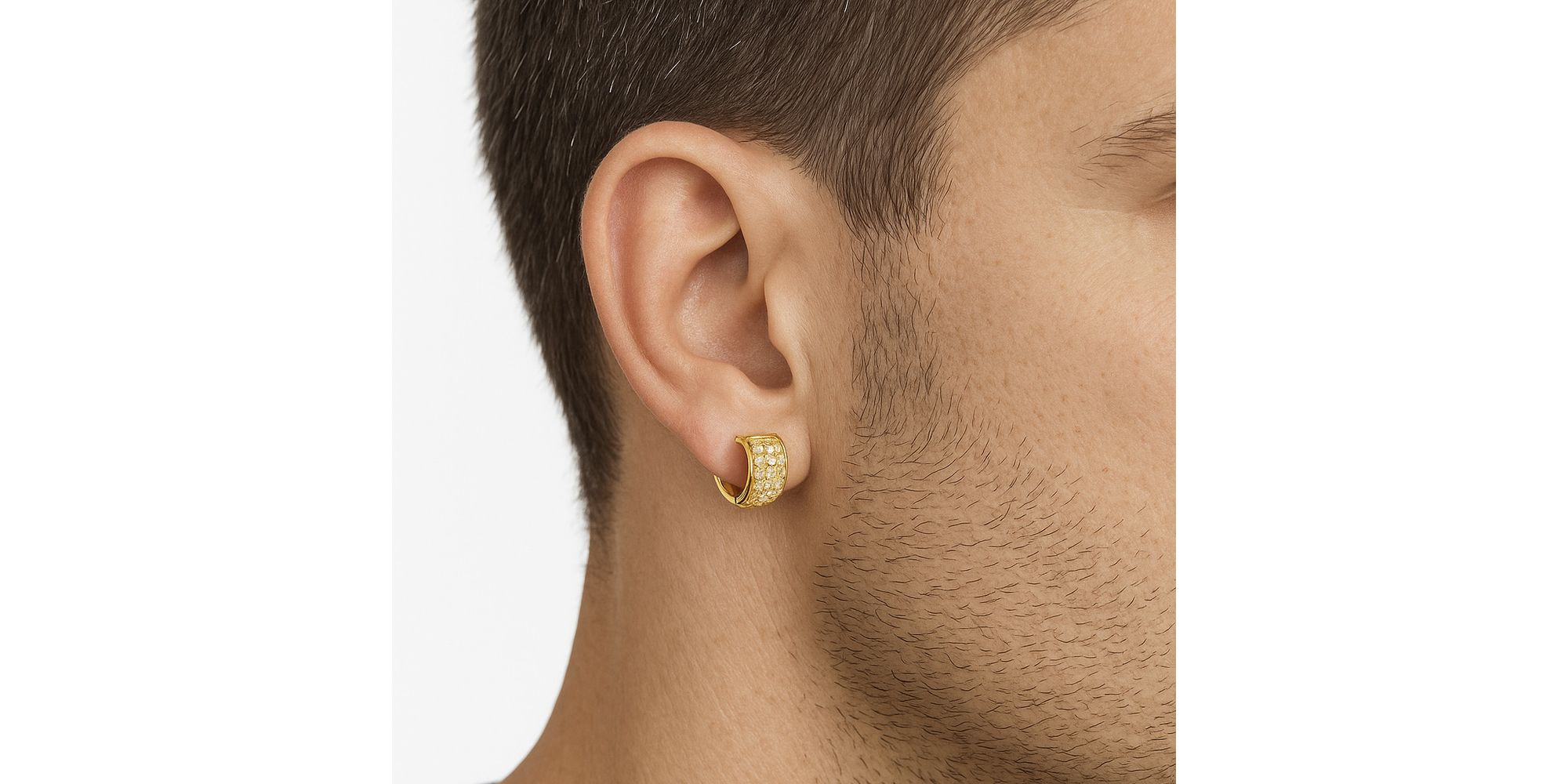 Brinco Argola Cravejada N°13 Zircônia Banhado. Ouro 18K