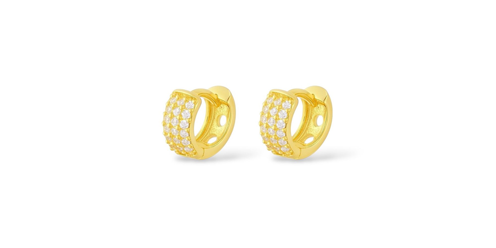 Brinco Argola Cravejada N°13 Zircônia Banhado. Ouro 18K